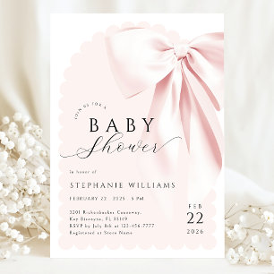 Rosa banderoll baby shower inbjudningar