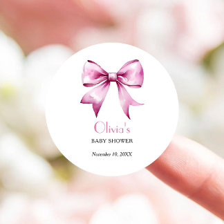 Rosa banderoll baby shower runt klistermärke