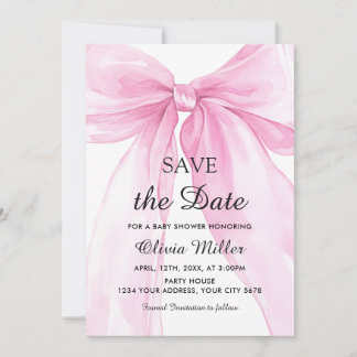 Rosa banderoll baby shower Save the Date Inbjudningar