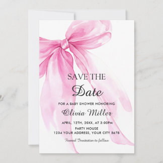 Rosa banderoll baby shower Save the Date Inbjudningar