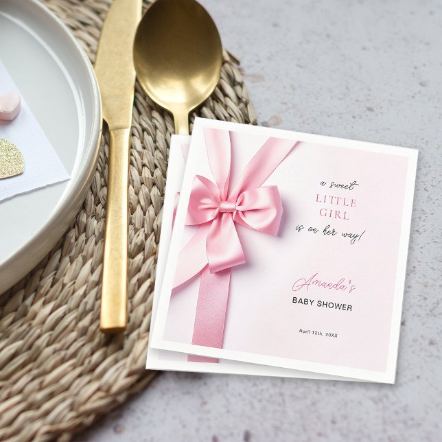Rosa banderoll baby shower Söt liten flicka Pappersservett (Skapare uppladdad)