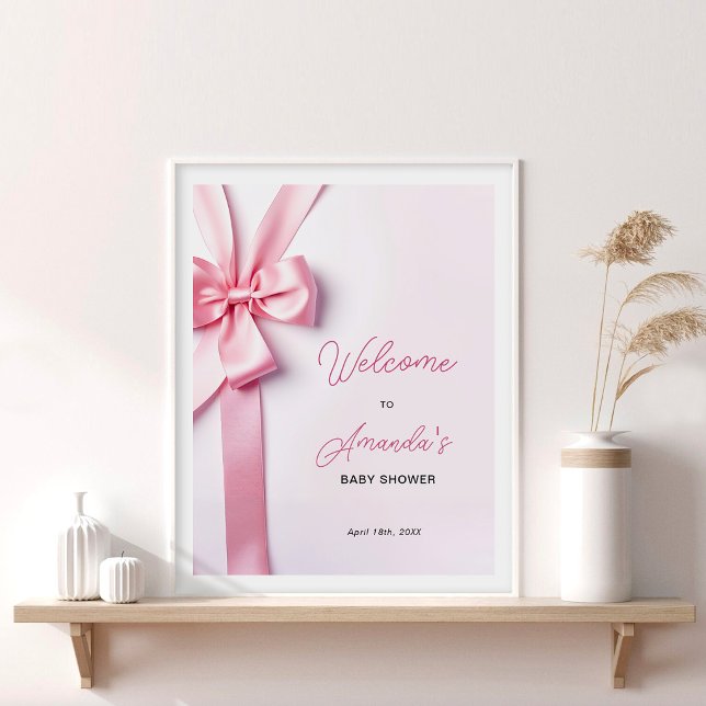 Rosa banderoll baby shower välkomstskylt poster (Skapare uppladdad)