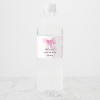 Rosa banderoll baby shower vattenflaskor etikett