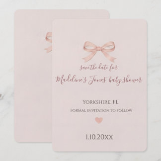 Rosa banderoll Coquette Baby Shower Spara datumet