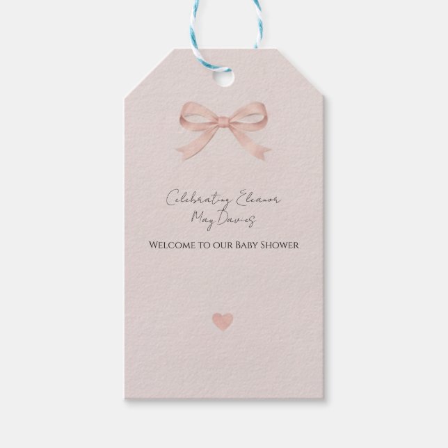 Rosa banderoll Coquette flicka baby shower Presentetikett (Framsidan)