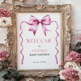 Rosa banderoll för baby shower-välkomst poster