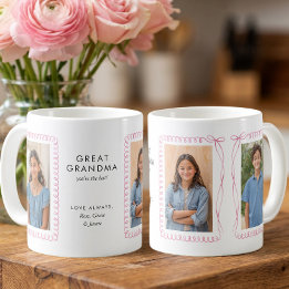 Rosa banderoll fotoramar redigerbara för gammelmor kaffemugg