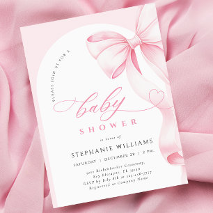 Rosa banderoll Skript Baby Shower-inbjudan Inbjudningar