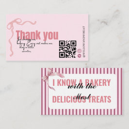 Rosa banderollbakery tackkort randigt visitkort