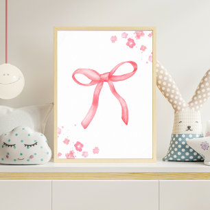 Rosa banderolldocka för pojkrum vattenfärg babyfli poster