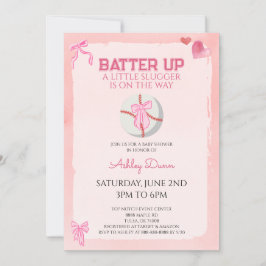 Rosa bandet Coquette Baseboll Baby Shower Inbjudningar