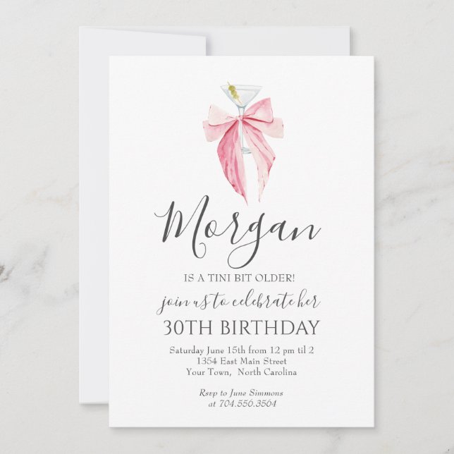 Rosa bandet En Tini Bit Older Martini Inbjudan (Framsida)