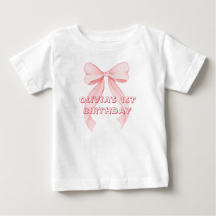 Rosa bandet flicka ettårsdag  t shirt