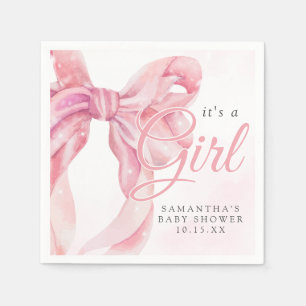 Rosa bandet tjej baby shower pappersservett
