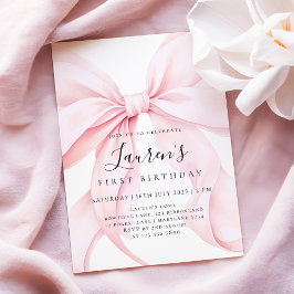Rosa bandet tjej ettårsdag inbjudningar