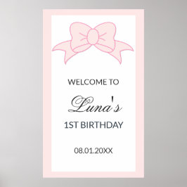 Rosa bandett flicka barn 1-årsdag poster