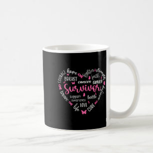 Rosa bandhjärta Bröstcancer medvetenhet överlevare Kaffemugg