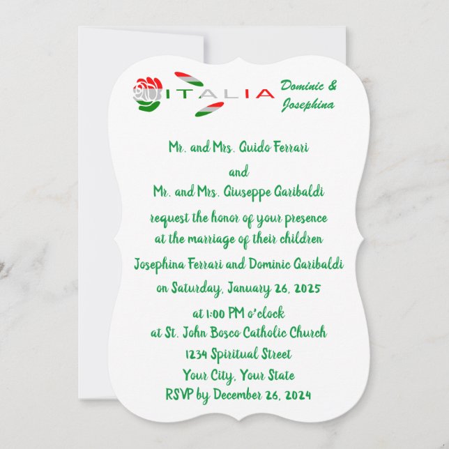 rosa bandiera italiana Italien Inbjudningar (Framsida)