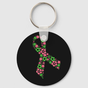 rosa bandkeychain för blomma - svart nyckelring