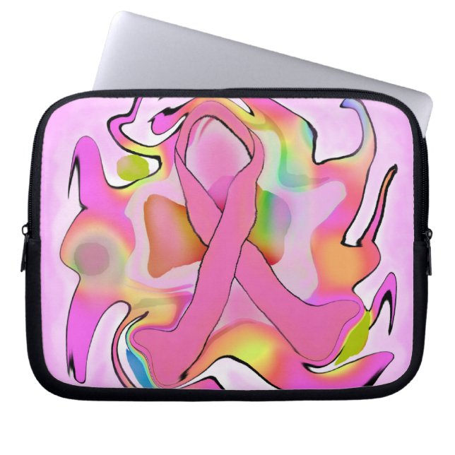 Rosa bandlaptop sleeve för bröstcancer (Framsidan)