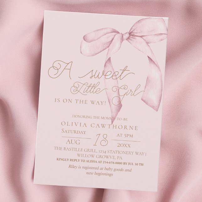 Rosa bandmanusförfrågan Baby Shower Inbjudan (Skapare uppladdad)