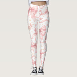 Rosa bandmönstrade leggings