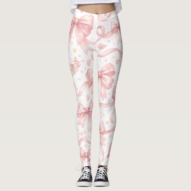 Rosa bandmönstrade leggings (Framsida)