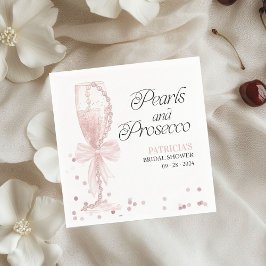 Rosa bandpärlor och Prosecco möhippa Pappersservett