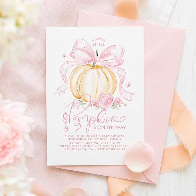 Rosa bandpumpa Elegant Höst Flick Bebis Shower Inbjudningar (Fall Baby Shower Invites)