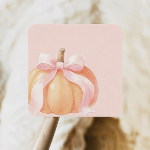 Rosa bandpumpa för baby shower fyrkantigt klistermärke