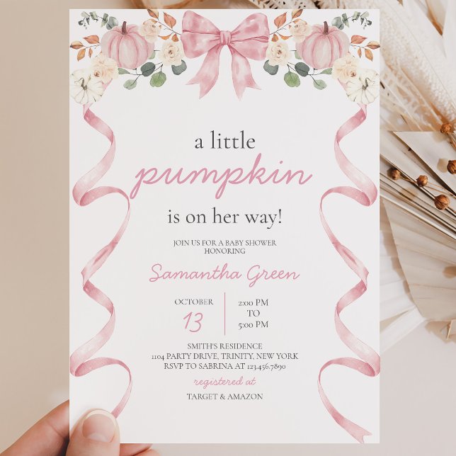 Rosa bandpumpa för baby shower inbjudningar (Skapare uppladdad)