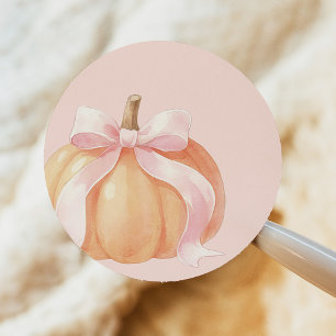 Rosa bandpumpa för baby shower runt klistermärke