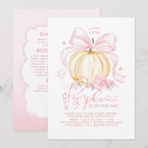 Rosa bandpumpa höst baby shower allt-i-ett inbjudningar