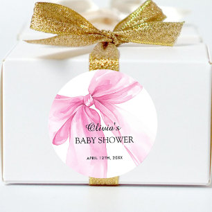 Rosa bandrosbabyshower runt klistermärke