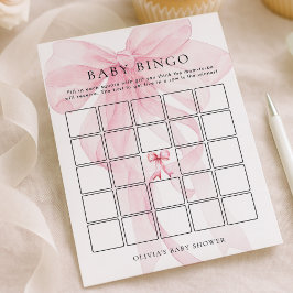 Rosa bandrosbingo Baby Shower spelkort Inbjudningar