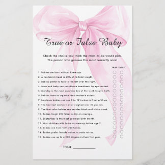 Rosa bandroska Sant eller falskt Baby Shower-spel