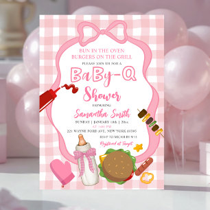 Rosa bandtyg babyq baby shower inbjudan