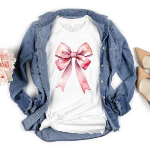 Rosa bandvattenfärg Coquette-estetisk Preppy T Shirt