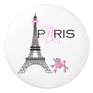 Rosa bandy Eiffeltornet Paris Frankrike Poodle Chi Knopp