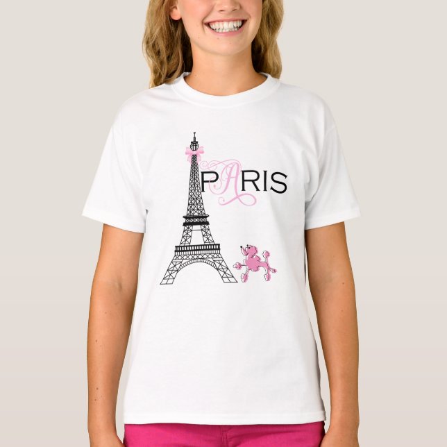 Rosa bandy Eiffeltornet Paris Frankrike Pudel Chic Tröja (Framsida)