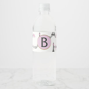 Rosa bandy Eiffeltornet Paris Frankrike Pudel Part Vattenflaskor Etikett