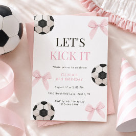 Rosa bandy fotboll födelsedagsfest för tjejer Coqu Inbjudningar