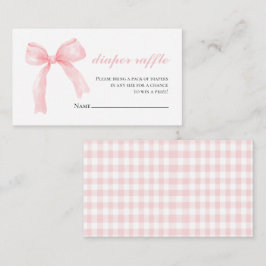 Rosa bandy gingham snygg baby shower blöja lotteri tilläggskort