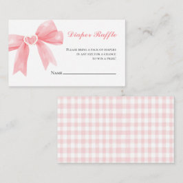 Rosa bandy gingham snygg baby shower blöja lotteri tilläggskort