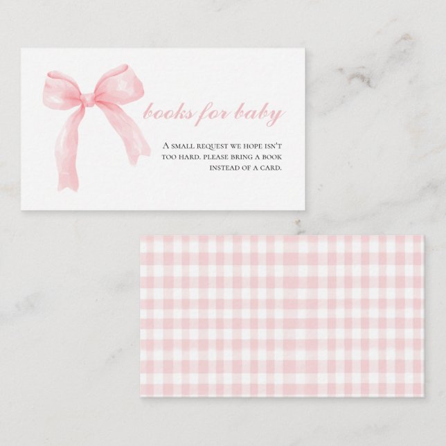 Rosa bandy gingham snygga baby shower-böcker för b tilläggskort (Fram/baksida)