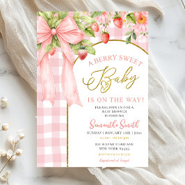 Rosa bandy jordgubbs-babyshower inbjudningar