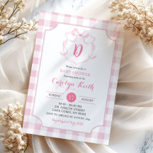 Rosa bandy rutig vattenfärg vapen Baby Shower