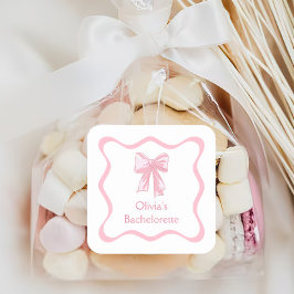 Rosa bandyklippet Sista chansen-bachelorette-fest Fyrkantigt Klistermärke