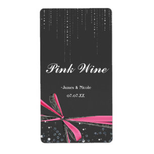 Rosa bandyxl glitterfestliga vinetiketter fraktsedel