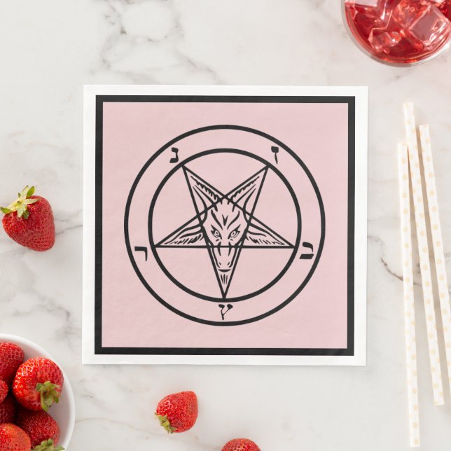 Rosa Baphomet Pentagram Satanic Dinner Napkin Pappersservett (Insitu)